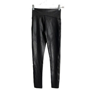 Spanx Faux Leather Leggings Size Small Pull On Shaping Pants Black Party Holiday